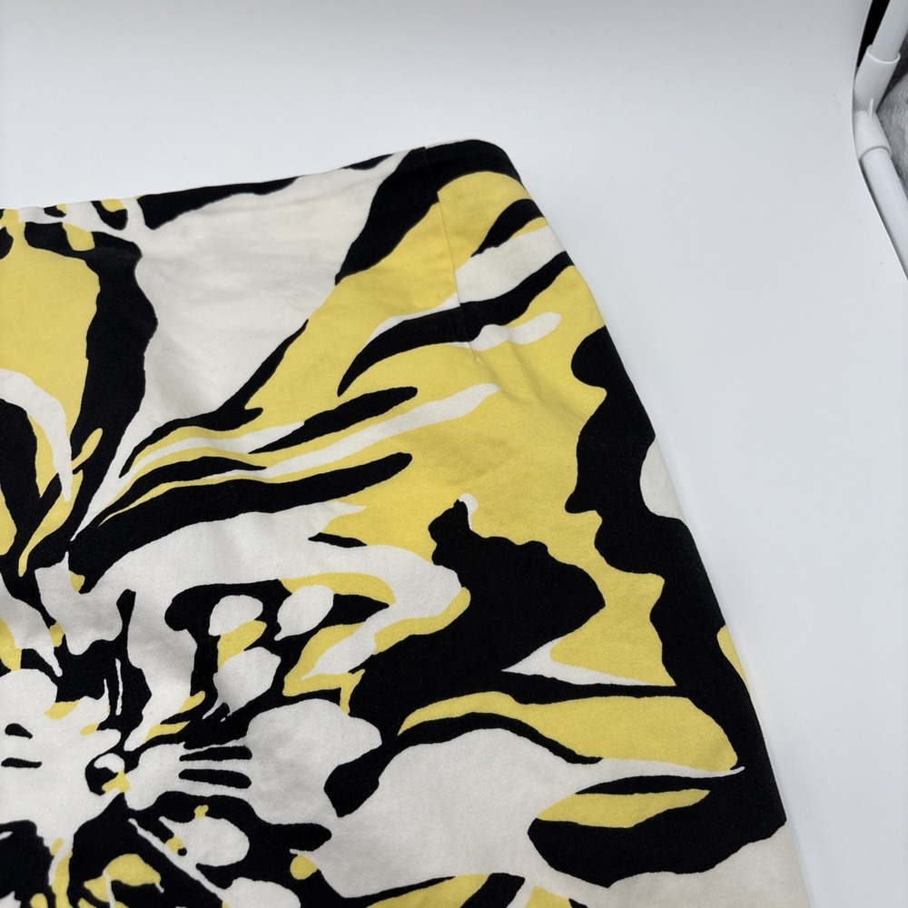 Express Design Studio Skirt Women's Size 12 Floral Design Yellow White Black Zip - Picture 7 of 16